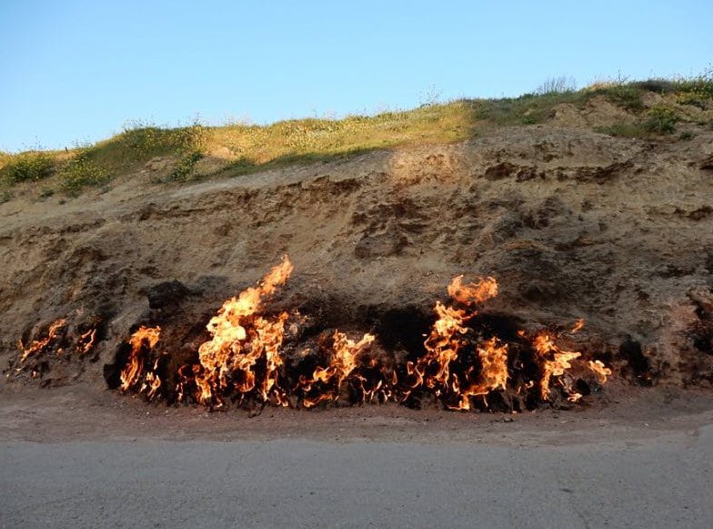 Yanar Dag (Burning Mountain), Absheron Peninsula, near Baku, Azerbaijan